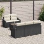 Conjunto de sofá de jardín 6 pcs Negro y crema 55 x 55 x 37 cm