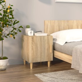 Mesita de noche madera contrachapada color roble Sonoma