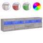 Muebles TV de pared con luces LED 2 uds gris Sonoma 80x30x40 cm