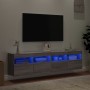 Muebles TV de pared con luces LED 2 uds gris Sonoma 80x30x40 cm