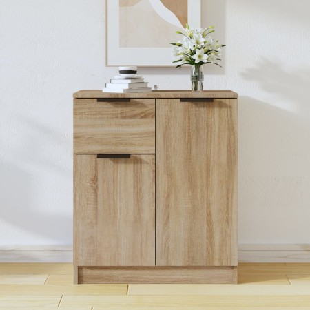 Aparador de madera contrachapada color roble Sonoma 60x30x70 cm