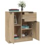 Aparador de madera contrachapada color roble Sonoma 60x30x70 cm