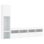 Muebles de TV de pared con LED 4 pzas madera ingeniería blanco