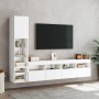 Muebles de TV de pared con LED 4 pzas madera ingeniería blanco