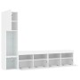 Muebles de TV de pared con LED 4 pzas madera ingeniería blanco