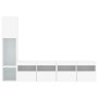 Muebles de TV de pared con LED 4 pzas madera ingeniería blanco