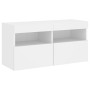 Muebles de TV de pared con LED 4 pzas madera ingeniería blanco
