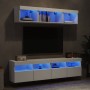 Muebles de TV de pared con LED 5 pzas madera ingeniería blanco