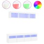 Muebles de TV de pared con LED 5 pzas madera ingeniería blanco