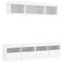 Muebles de TV de pared con LED 5 pzas madera ingeniería blanco