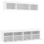 Muebles de TV de pared con LED 5 pzas madera ingeniería blanco