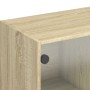 Aparador alto con puertas madera roble Sonoma 68x37x142 cm