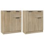 Aparadores 2 uds madera contrachapada roble Sonoma 60x30x70 cm