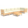 Gartenmöbel 7 Stück Kissen Creme Kiefer Holz von vidaXL, Gartensets - Ref: Foro24-3096400, Preis: 553,50 €, Rabatt: %