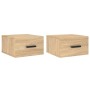 Mesitas de noche de pared 2 uds color roble Sonoma 35x35x20 cm