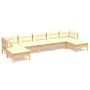 Gartenmöbel 7 Stück Kissen aus cremefarbenem Kiefernholz von vidaXL, Gartensets - Ref: Foro24-3097091, Preis: 570,38 €, Rabat...