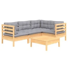 5-piece garden furniture set and gray pine wood cushions by vidaXL, Garden sets - Ref: Foro24-3096375, Price: 362,66 €, Disco...