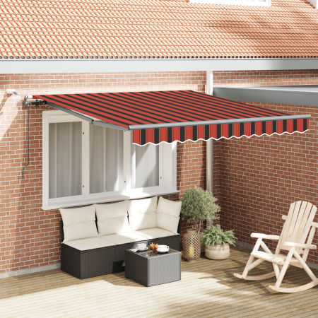 Toldo Retráctil Automático con LED Naranja y Marrón 300x250 cm