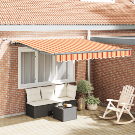 Toldo Retráctil Automático con LED Amarillo y Naranja 300x250 cm