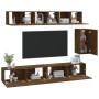 Set de muebles de TV 6 pzas madera contrachapada roble ahumado