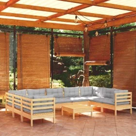 Garden furniture set 10 pieces and pine wood cushions by vidaXL, Garden sets - Ref: Foro24-3097324, Price: 777,57 €, Discount: %