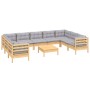 Garden furniture set 10 pieces and pine wood cushions by vidaXL, Garden sets - Ref: Foro24-3097324, Price: 788,28 €, Discount: %