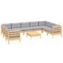 Garden furniture set 10 pieces and pine wood cushions by vidaXL, Garden sets - Ref: Foro24-3097324, Price: 776,69 €, Discount: %