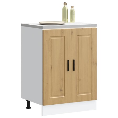 Mueble bajo de cocina porto roble artesano madera reconstituida