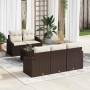 Conjunto de sofá de jardín 6 pcs Marrón y crema 55 x 55 x 37 cm