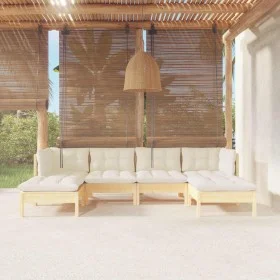 Gartenmöbel 6 Stück Kissen aus cremefarbenem Kiefernholz von vidaXL, Gartensets - Ref: Foro24-3097079, Preis: 465,20 €, Rabat...