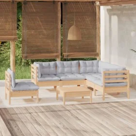 6-piece garden furniture set with gray pine wood cushions by vidaXL, Garden sets - Ref: Foro24-3096411, Price: 452,77 €, Disc...