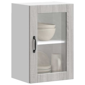 Armario de pared para cocina puerta cristal Porto gris sonoma