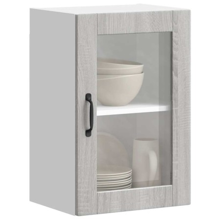 Armario de pared para cocina puerta cristal Porto gris sonoma