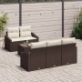 Conjunto de sofá de jardín 6 pcs Marrón y crema 55 x 55 x 37 cm