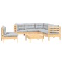Gartenmöbel-Set 6-teilig und Kissen aus grauem Kiefernholz von vidaXL, Gartensets - Ref: Foro24-3096411, Preis: 474,71 €, Rab...