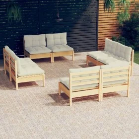 Gartenmöbel 8 Stück Kissen Kiefer Holz Creme Farbe von vidaXL, Gartensets - Ref: Foro24-3096040, Preis: 542,31 €, Rabatt: %