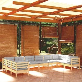 Garden furniture set 10 pieces and gray pine wood cushions by vidaXL, Garden sets - Ref: Foro24-3097330, Price: 794,09 €, Dis...