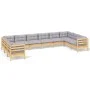 Gartenmöbel-Set 10-teilig und Kissen aus grauem Kiefernholz von vidaXL, Gartensets - Ref: Foro24-3097330, Preis: 759,96 €, Ra...