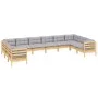 Juego de muebles de jardín 10 pzas y cojines madera pino gris de vidaXL, Conjuntos de jardín - Ref: Foro24-3097330, Precio: 7...