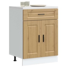 Mueble bajo de cocina porto roble artesano madera reconstituida