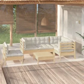 Gartenmöbel 6 Stück Kissen aus cremefarbenem Kiefernholz von vidaXL, Gartensets - Ref: Foro24-3096412, Preis: 479,18 €, Rabat...