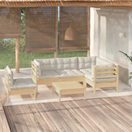 Gartenmöbel 6 Stück Kissen aus cremefarbenem Kiefernholz von vidaXL, Gartensets - Ref: Foro24-3096412, Preis: 502,15 €, Rabat...