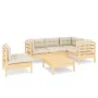 Muebles de jardín 6 piezas cojines madera de pino color crema de vidaXL, Conjuntos de jardín - Ref: Foro24-3096412, Precio: 4...