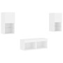 Muebles de TV de pared con luces LED 4 piezas blanco