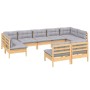 Garden furniture set 9 pieces and cushions solid pine wood by vidaXL, Garden sets - Ref: Foro24-3097198, Price: 710,65 €, Dis...