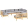 Juego de muebles de jardín 9 pzas y cojines madera maciza pino de vidaXL, Conjuntos de jardín - Ref: Foro24-3097198, Precio: ...