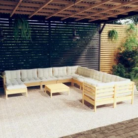 Gartenmöbel 10 Stück und Kissen aus cremefarbenem Kiefernholz von vidaXL, Gartensets - Ref: Foro24-3097061, Preis: 913,71 €, ...