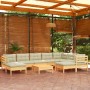 Gartenmöbel 10 Stück und Kissen aus massivem cremefarbenem Kiefernholz von vidaXL, Gartensets - Ref: Foro24-3096713, Preis: 8...