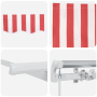 Toldo Manual Retráctil Rojo y Blanco 350x200 cm