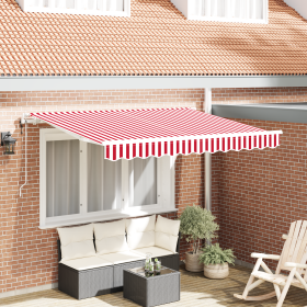 Toldos Retráctiles Automáticos Rojo y Blanco 350x200 cm